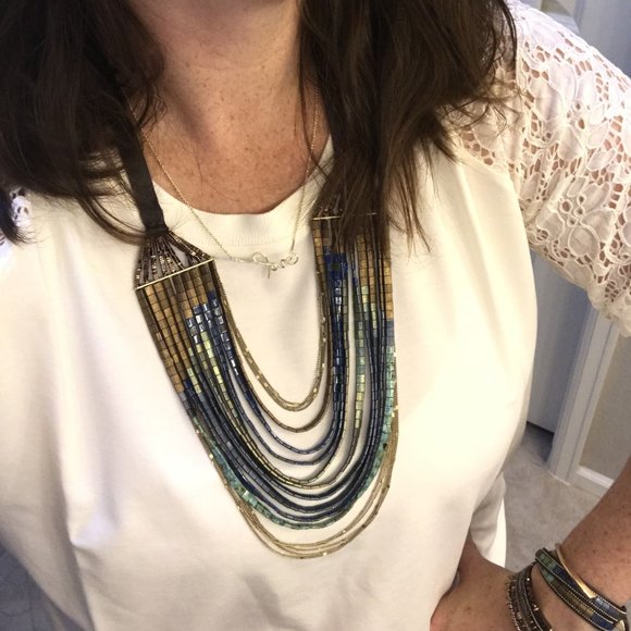 Stella & Dot | Stunning Retired Japanese Glass Bead River Tile Collar Ne… - Picture 4 of 10